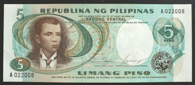 5 Piso - Filipiny 1969 r.